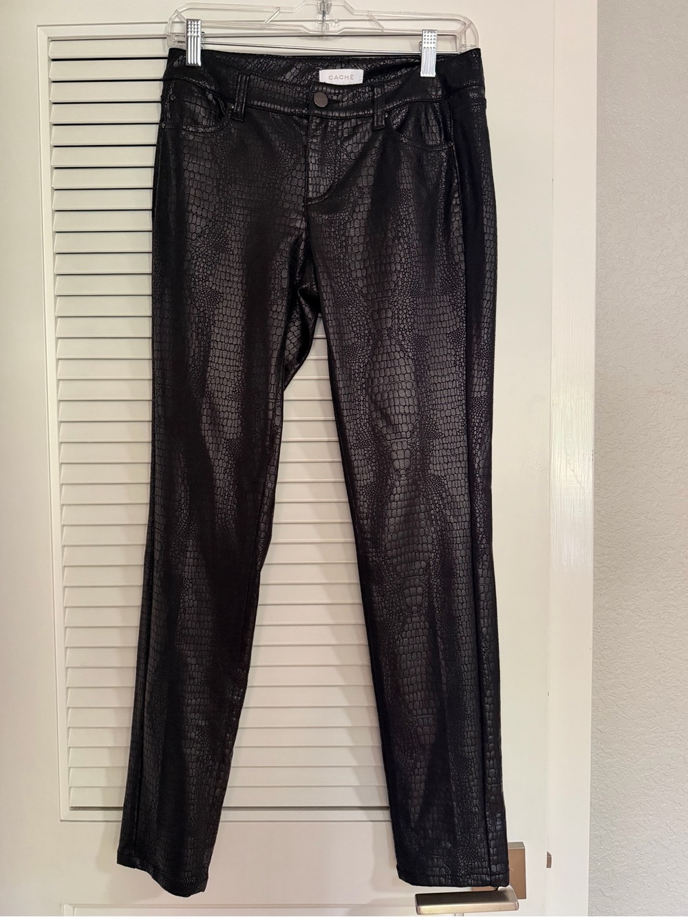 Cache Black Faux Croc Trim Pants